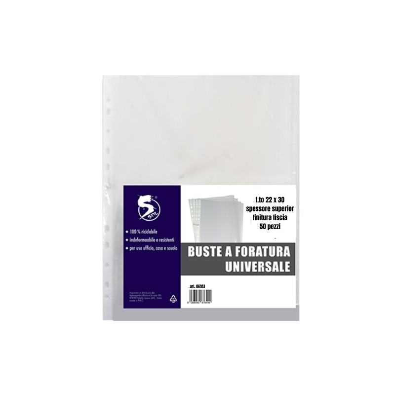 BUSTE FORATE UNIV 22X30 LISCIA PESANTE SPIL 50PZ