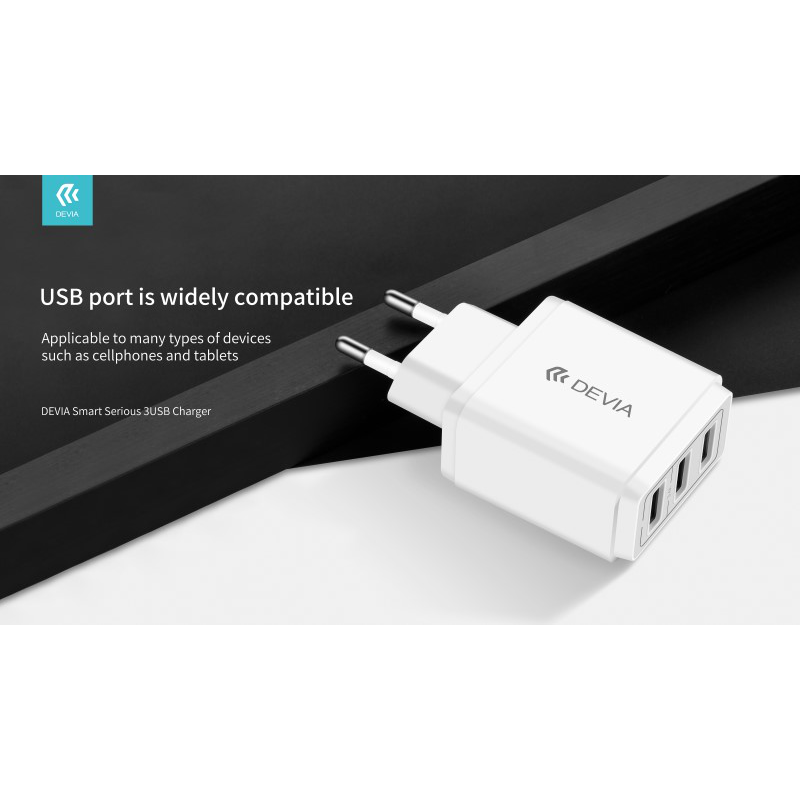 CARICATORE DA RETE 3USB 17W DEVIA