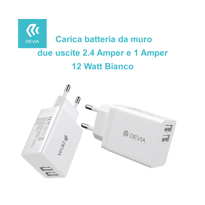 CARICATORE DA RETE 2USB 12W DEVIA
