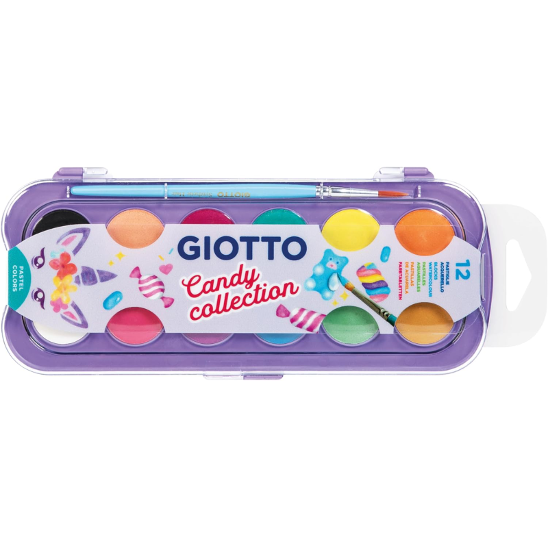 ACQUERELLI GIOTTO CANDY 12PASTIGLIE 30MM +PENNELLO