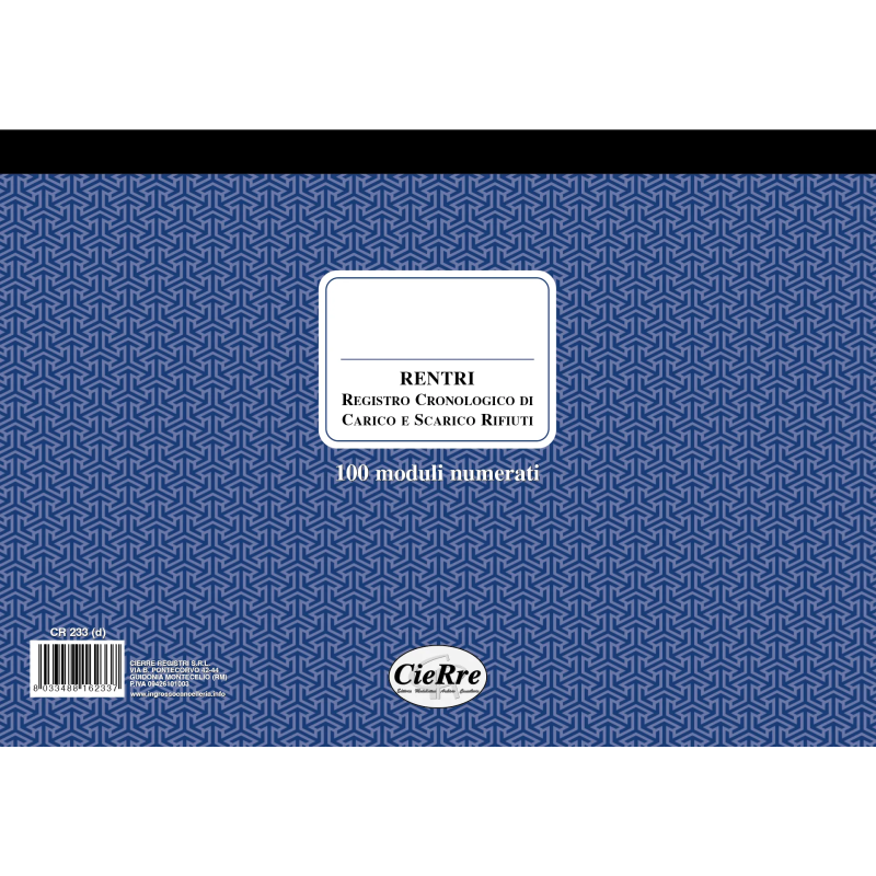 REGISTRO CRONOLOGICO CARICO/SCARICO RENTRI CR233