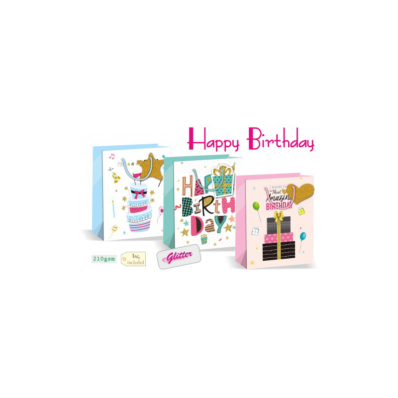 SHOPPER BUSTA REGALO CARTA 26X32X12 COMPLEANNO WIL